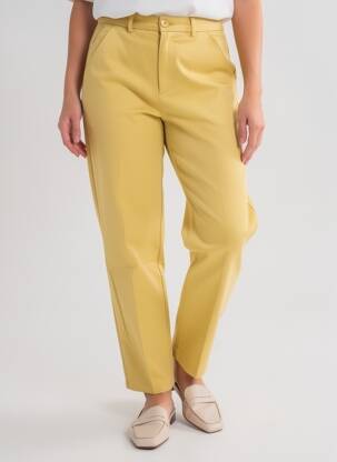 Pantalon chino țesătură poplin mărime normală galben REIKO femeie