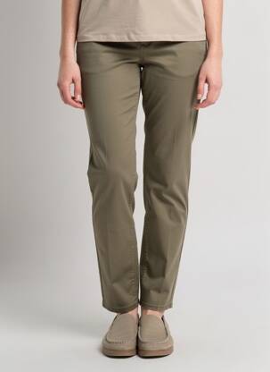 Pantalon chino țesătură poplin mărime normală verde HAPPY femeie
