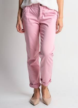 Pantalon chino țesătură poplin mărime normală roz REIKO femeie