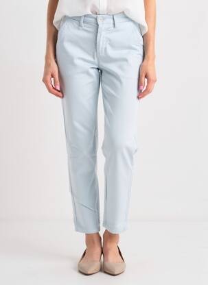 Pantalon chino țesătură poplin mărime normală albastru REIKO femeie