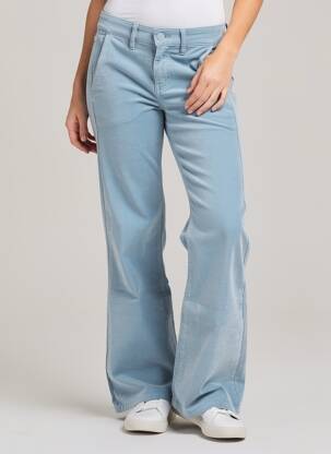 Pantalon evazat elasticitate talie înaltă albastru HAPPY femeie