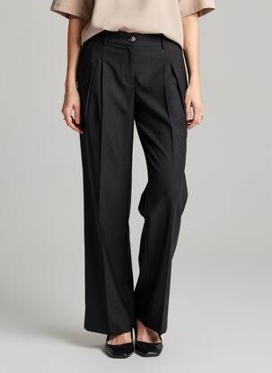 Pantalon drept închidere cu fermoar sub clapetă cu nasturi negru FREEMAN T.PORTER femeie