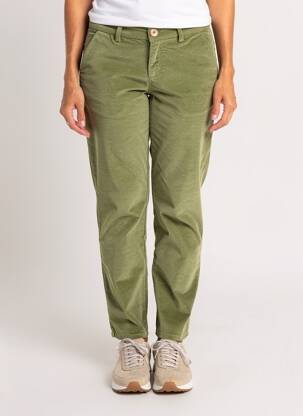 Pantalon chino închidere cu fermoar sub clapetă cu nasturi mărime normală verde KANOPE femeie