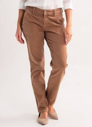 Pantalon chino închidere cu fermoar sub clapetă cu nasturi mărime normală maro HAPPY femeie