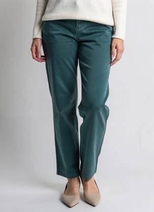 Pantalon chino închidere cu fermoar sub clapetă cu nasturi talie înaltă verde HAPPY femeie