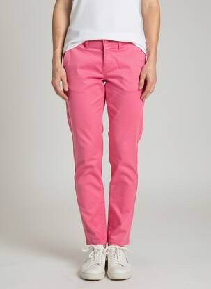 Pantalon chino țesătură poplin mărime normală roz HAPPY femeie