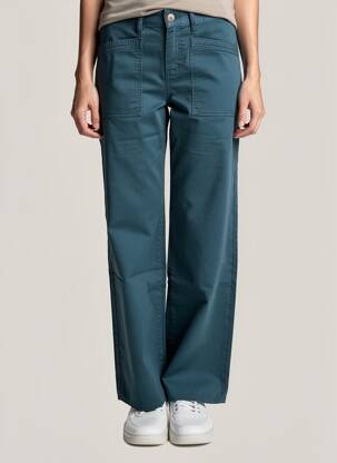 Pantalon drept țesătură poplin mărime normală albastru HAPPY femeie