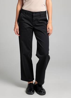 Pantalon chino închidere cu fermoar sub clapetă cu nasturi mărime normală negru HAPPY femeie