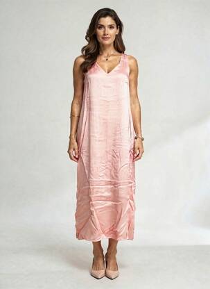 Rochie lungă fără mâneci fără mâneci roz OUI femeie