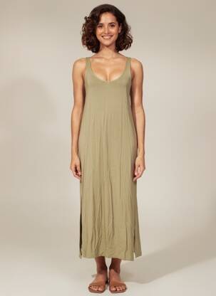 Rochie midi fără mâneci fără mâneci verde YERSE femeie