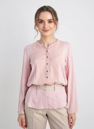 Bluză țesătură poplin mâneci lungi roz YERSE femeie