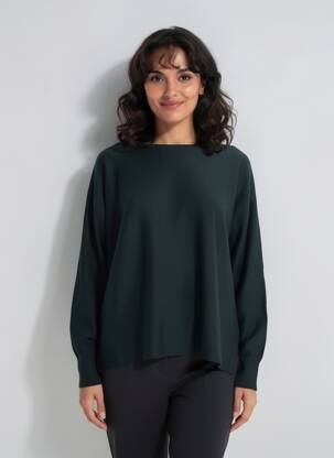 Pulover decolteu bărcuță mâneci lungi verde STREET ONE femeie