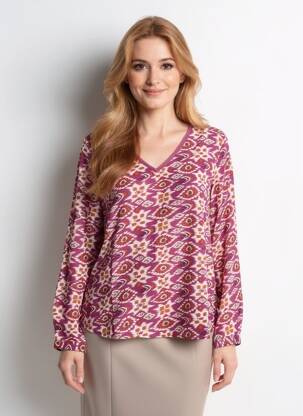 Bluză țesătură poplin mâneci lungi violet SARAH JOHN femeie