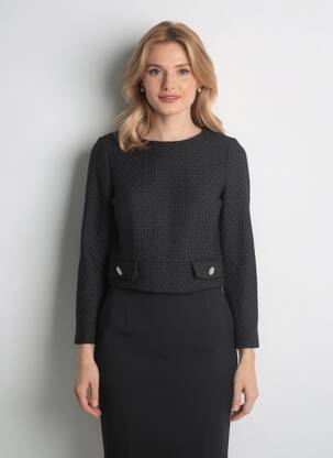 Top mâneci lungi mâneci lungi negru ATELIER DE CORINNE femeie