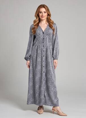 Rochie lungă mâneci lungi mâneci lungi albastru LILIE ROSE femeie
