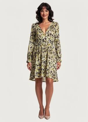 Rochie scurtă mâneci lungi mâneci lungi verde LILIE ROSE femeie