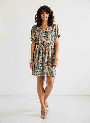Rochie scurtă mâneci scurte mâneci scurte albastru LILIE ROSE femeie