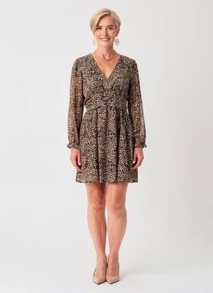 Rochie scurtă mâneci lungi mâneci lungi maro BY ONE femeie