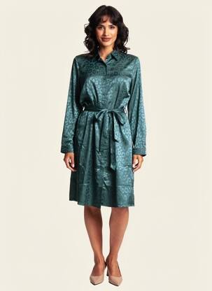 Rochie scurtă mâneci lungi mâneci lungi verde LILIE ROSE femeie