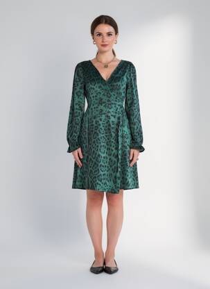 Rochie scurtă mâneci lungi mâneci lungi verde LILIE ROSE femeie