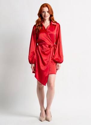 Rochie scurtă mâneci lungi mâneci lungi roșu LORIANE femeie