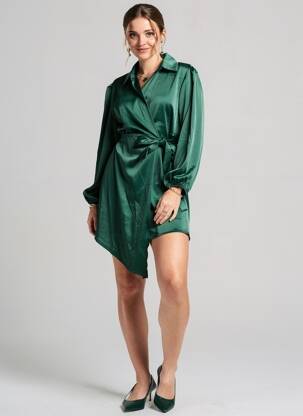 Rochie scurtă mâneci lungi mâneci lungi verde LORIANE femeie