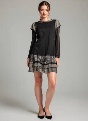Rochie scurtă mâneci lungi mâneci lungi negru LULU.H femeie