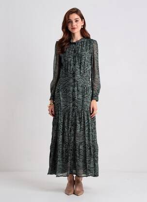 Rochie lungă mâneci lungi mâneci lungi negru BERENICE femeie