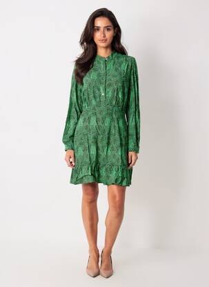 Rochie scurtă mâneci lungi mâneci lungi verde ROSEANNA femeie