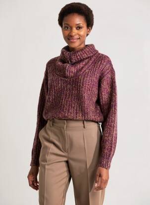 Pulover cu guler înalt mâneci lungi mâneci lungi violet HOD femeie