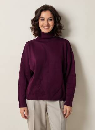 Pulover cu guler înalt croială dreaptă mâneci lungi violet MKT STUDIO femeie