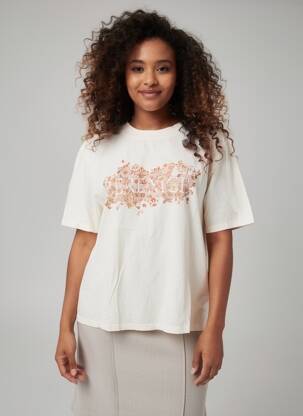 Tricou imprimeu fantezie mâneci scurte alb BERENICE femeie