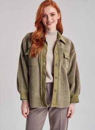 Jachete casual croială dreaptă verde FIVE femeie