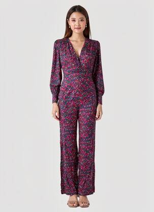 Salopetă-pantalon croială cambrată mâneci 3/4 roz OPULLENCE femeie