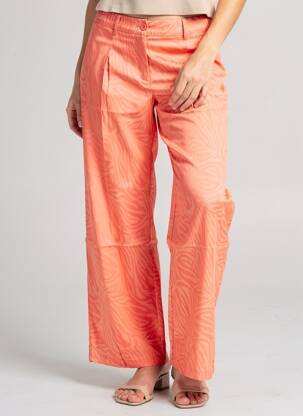 Pantalon larg închidere cu fermoar sub clapetă cu nasturi mărime normală portocalie MODETROTTER femeie