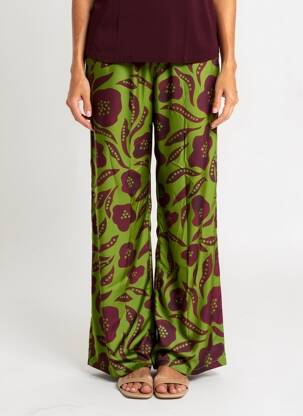 Pantalon larg buzunare mărime normală verde HOD femeie