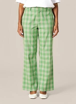 Pantalon drept țesătură poplin mărime normală verde HOD femeie