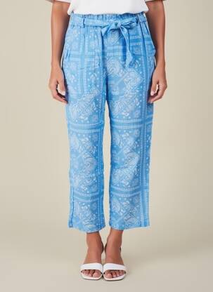 Pantalon 7/8 țesătură poplin mărime normală albastru HOD femeie