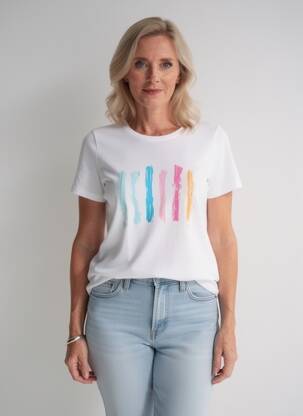 Tricou serigrafie mâneci scurte alb GEVANA femeie
