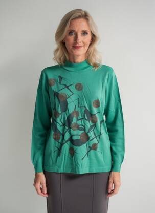 Pulover croială cambrată mâneci lungi verde GEVANA femeie