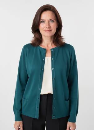 Vestă cu mâneci lungi guler rotund verde GEVANA femeie