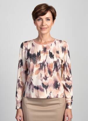 Tricou imprimeu fantezie mâneci lungi roz GEVANA femeie