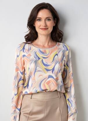 Pulover croială cambrată mâneci lungi bej GEVANA femeie