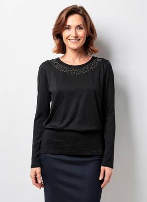 Top mâneci lungi mâneci lungi negru GEVANA femeie