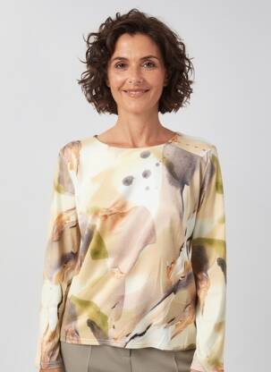 Tricou imprimeu fantezie mâneci lungi galben GEVANA femeie