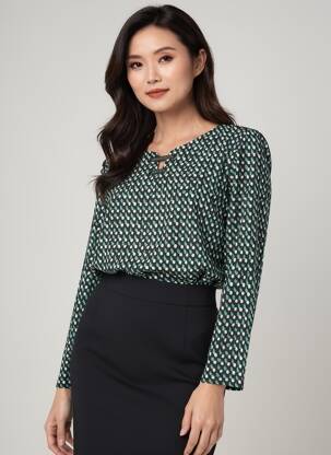 Top mâneci lungi mâneci lungi verde GEVANA femeie