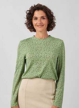 Tricou imprimeu fantezie mâneci lungi verde GEVANA femeie