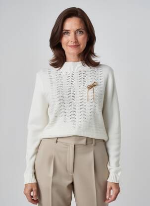 Pulover croială cambrată mâneci lungi bej GEVANA femeie