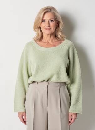 Pulover croială dreaptă mâneci lungi verde GEVANA femeie