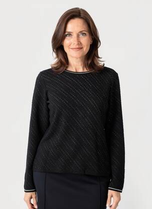 Pulover croială cambrată mâneci lungi negru GEVANA femeie